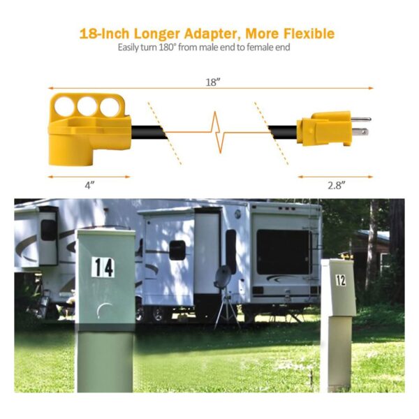 SnowyFox RV 15Amp to 50Amp Adapter - 15Male - Görsel 3